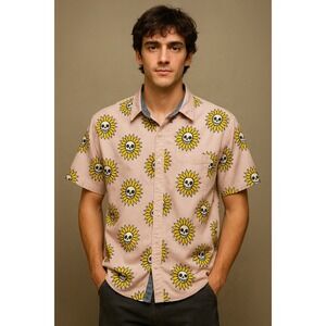 Eighty Eight Skull Sunflower Shirt XL Pink Button Up Y2K Alt‎ Grunge Festival